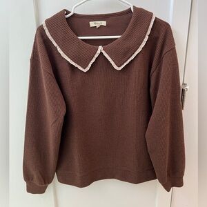 Madewell Peter Pan Collar Sweater in Brown